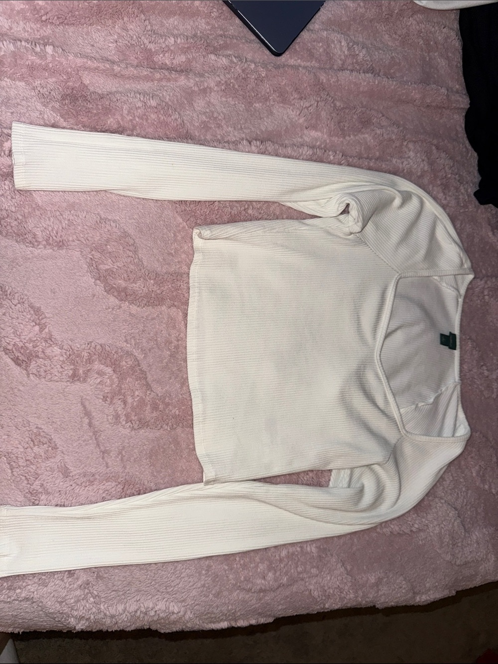 wild fable Cream Ribbed Long-Sleeve Square Neck Top